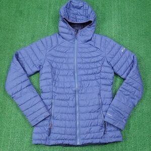Columbia Jacket Womens Small Blue Puffer Hooded Omni-Heat Quilted Insulated